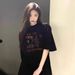 Plus-size Black Short-sleeve T-shirt For Women, New Summer Style, Loose Fit, American High Street Design, Oversized Top_ecoleips.com