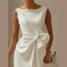 European And American Style 2025winter New Women's Fashion Temperament Bow Dress High Waist Slim Solid Color Dress_ecoleips.com