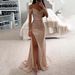 Women's Party Sequin Neckline Slit Dress INS Casual Fashion Dress_ecoleips.com