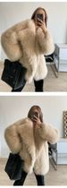 Women's Faux Fur Coat – Longline Fox-Inspired Jacket With Notched Lapel (Khaki, Mid-Length, Oversized Pockets)_ecoleips.com