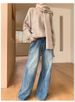 High Waist Blue Washed Jeans For Women – Relaxed Straight Leg Denim Pants (90s Vintage, Oversized Fit, Cotton-Blend, S-XL, Long Length)_ecoleips.com