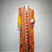 Women's Long Sleeve V-Neck Jalabiya Dress – Flowy Maxi Dress With Ethnic Print (Polyester, S-Xxl, Multi-Color)_ecoleips.com