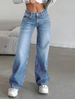 Women's High-Waisted Slimming Straight Leg Jeans Floor-Length Trousers Regular Fit Solid Color Fashion_ecoleips.com