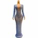 Women's Clothing Stunning Blue Crystal-Embellished Evening Gown – High Waist Floor-Length Dress For Performers, Hosts, Parties & Red Carpet Events_ecoleips.com
