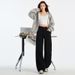 Stylish American-style Black Straight-leg Jeans For Women, Spring High-waisted Loose Slim-fit Narrow Wide-leg Pants,_ecoleips.com