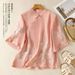New Chinese Style Improved Embroidered Pullover Small Shirt For Women, Summer Thin Stand Collar Frog Button Cotton-Linen_ecoleips.com