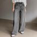 American Street Retro Ash Gray Washed Jeans For Women, Autumn And Winter Hot-Selling High-Waisted Loose Wide-Leg_ecoleips.com