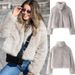 Women's Faux Fur Coat Winter Fashion Long Sleeve Stand Collar Fleece Warm Pocket Short Jacket Streetwear Outerwear_ecoleips.com