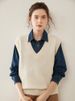Aria Basics V-neck Cashmere Knitted Vest Women, Pullover, Sleeveless, Loose Fit, Solid Color, Stylish Elegant, Suitable For_ecoleips.com