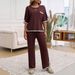 Diyun 2024 Autumn/Winter Foreign Trade Women's Fashion Elegant Commuting Color-Block Short-Sleeve_ecoleips.com