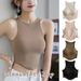 Women Vest Fashion Sexy Cotton One-piece Sling Sleeveless Top With Cups Round Neck Short Sports Yoga Gym Bra Summer Crop Tops_ecoleips.com