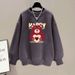 Women's American Style Fleece Lined Thickened Sweatshirt round Neck Loose Fit Fashionable Autumn Winter Top 2023_ecoleips.com