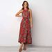 2021 Women's Summer Sexy Fashion Milk Silk Floral Print Long Dress European And American Style_ecoleips.com