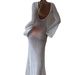 Women's Clothing New Knitted Long Sleeved Backless Emotional Perspective Floor Length Dress_ecoleips.com