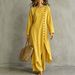 Women's Casual Linen Two Piece Set Long Irregular Top With Single Breasted Design European And American Style_ecoleips.com