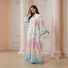 Women's Long Robe J Gradient Print Hot Fix Rhinestone Beaded Dress SW2609 Cross Border Fashion Muslim Clothing_ecoleips.com