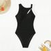 Women's Solid Color One Piece Swimsuit Conservative Fit Bikini American Style Wire-Free With Chest Pad_ecoleips.com