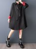 Oversized Contrast Color Long Sleeve Shirt Dress For Women Spring Autumn New Loose Casual Vintage Dress Elegant Clothes 2026_ecoleips.com