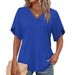 2026 New European American Women Elegant V-Neck Petal Sleeve T-Shirt_ecoleips.com