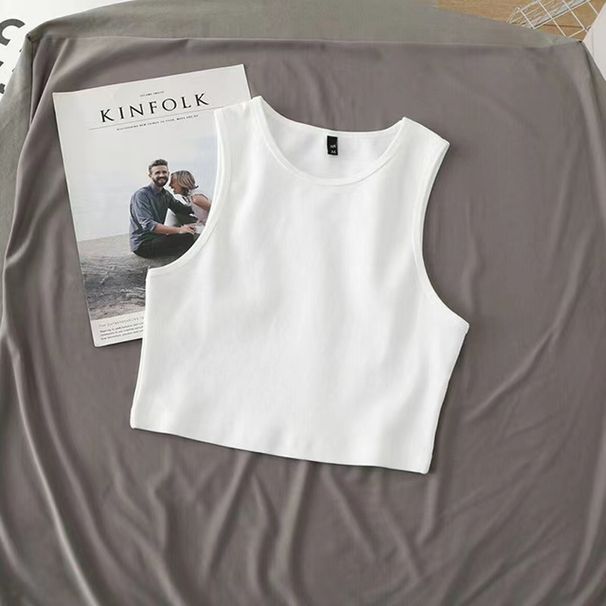 Women's Clothing Women's Style High Waist Slim Fit Sleeveless Vest T-Shirt Elastic Bottoming Summer Top For Formal & Casual For Women_ecoleips.com