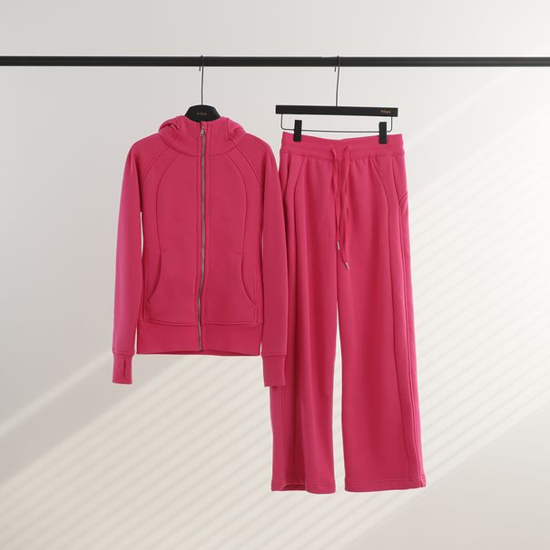 Women's Slim-Fit Premium Fleece Hoodie Set Zip-Up Matching Outfit for Yoga And Lounge (S-XXXL 23 Colors)_ecoleips.com