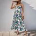 Women's Clothing New Suspender Skirt Island Style Tropical Plant Print Dress_ecoleips.com