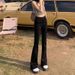Black High-Waisted Slimming Flared Jeans For Women, Spring And Autumn 2025 New Elastic Petite Nine-Point Bootcut Pants_ecoleips.com