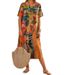 European And American Fashion Cross Border 2022 Casual Printed Dress for Women Summer Short Sleeve Loose round Neck Wide Long Skirt_ecoleips.com