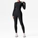 LazyZoom Half-Zip Yoga Jumpsuit Bare Sensation Slim Fit Slimming Dance Fitness One-Piece Sportswear_ecoleips.com