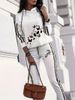 Women's Long Sleeved Sports Casual Set Fashionable Two Piece Set Print Design_ecoleips.com