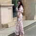 European American 2025 Spring New Floral Soft Short-Sleeve Comfortable Long Elegant And Stylish Women's Dress_ecoleips.com