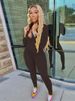Autumn Two Piece Set Women Long Sleeve Hooded Zipper Pocket Sporty Jackets+leggings Matching Sets Workout Stretchy Outfits_ecoleips.com
