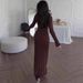 Women's Sexy Solid Color Long Sleeved Dress Elegant Cotton Polyester Blend European American Style For Autumn_ecoleips.com