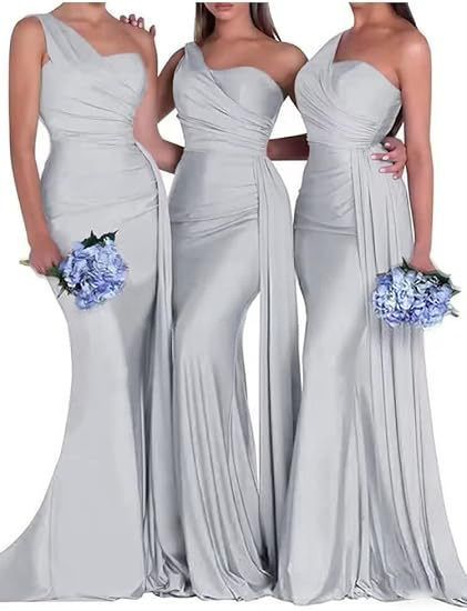 Elegant One-Shoulder Mermaid Gown for Bridesmaids Wedding Party Special Occasion Women's Long Dress_ecoleips.com