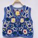 Bohemian Embroidered Vest Women's Sleeveless V-Neck Openwork Short Cardigan Top_ecoleips.com