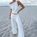 Women's Clothing Sleeveless Vest Casual Trousers Spring And Summer Beach Style Knitted Embossed Temperament Ladies Suit_ecoleips.com
