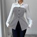Spring And Autumn Shirt Collar Single Breasted 2 In 1 Striped Shirt_ecoleips.com