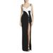 Women's Clothing Celebrity Fashion Black And White Color Matching Sling Slit Long Dress Floor Length Dress_ecoleips.com