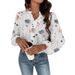 Flounce Detail Long Sleeve Blouse – Soft Polyester-Spandex Blend, Oversized Fit, Round Neck (White/Black/Dusty Pink | S-6xl)_ecoleips.com
