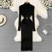 YuooMuoo Ins Hot Turtleneck Sexy Wrap Hips Knitted Dresses Women 2025 Autumn Winter Long Sleeve Bodycon Sweater Dress With Belt_ecoleips.com