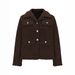 Women's Clothing Autumn New Fashion Solid Color Lapel Button Decorated Plush Coat_ecoleips.com