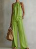 Women's Clothing Retro Two Piece Set Lace Sleeveless Top And Wide Leg Pants Hollow Out Comfortable_ecoleips.com