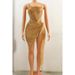 Mesh Rhinestone Tassel Short Dress See Through Cutout Sexy Tight Fitting Evening Gown Stage Performance Costume For Women_ecoleips.com