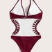 Women's Clothing Swimsuit Women's One Piece Solid Color Lace Up Hollow Sexy Backless Bikini Beach Vacation Swimsuit_ecoleips.com