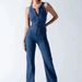 Women's Clothing Vintage High-Waisted Denim Jumpsuit – Sleeveless Retro Romper With Flared Legs For Women_ecoleips.com
