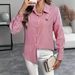 Elegant Striped Deer Embroidered Shirt Long Sleeved Single Breasted Fresh And Stylish Casual Fashionable Versatile Blouse_ecoleips.com