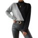 Semi-turtleneck Twist Knitted Sweater Contrasting Color Loose Casual Sweater Women_ecoleips.com