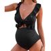 2025 New Conservative Pregnant One-piece With Abdominal Support, Women's Solid Color Bikini, Beach Hot Spring Swimsuit_ecoleips.com