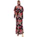 Elegant Floral Print Slim Fit Vacation Style Headscarf Long Dress Two-Piece Set_ecoleips.com