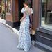 Women's Sexy Square Neck Puff Sleeve Floral Print Tie Front Mini Dress – Summer Resort Gown 2026_ecoleips.com